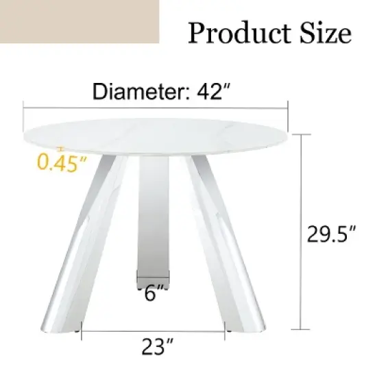 INFURNIC Patio End Tables, Modern Round Dining Table, Round White Dining Table for 4 for Small Space, Apartment, Studio,  White, 42"*42"*29.5 image {4}