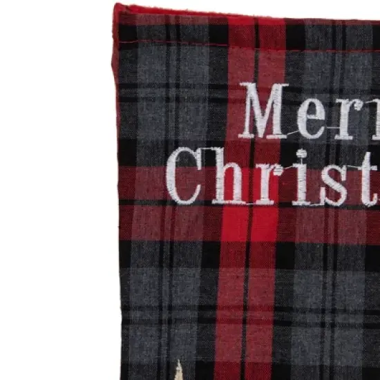 Northlight 19" Green and Red Plaid Reindeer With Forest Trees Christmas Stocking image {3}