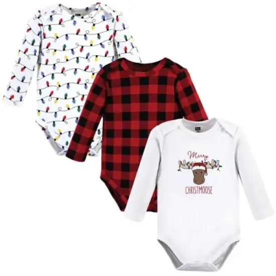 Hudson Baby Unisex Baby Cotton Long-Sleeve Bodysuits, Christmoose image {6}