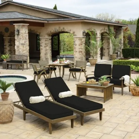 20" x 20" ProFoam Outdoor Dining Seat Cushion Onyx Black - Arden Selections image {6}