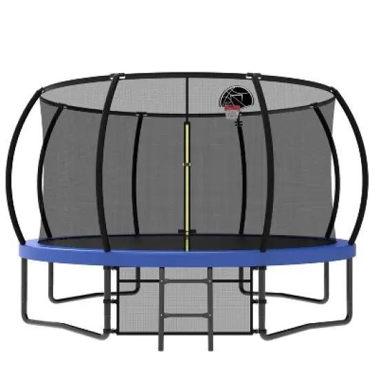Jump Into Fun 12FT Recreational Kids Trampoline with Safety Enclosure Net & Ladder, Outdoor Recreational Trampolines image {6}
