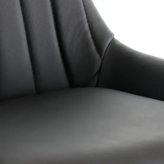 Elama Faux Leather Bar Chair in Black with Metal Legs image {6}