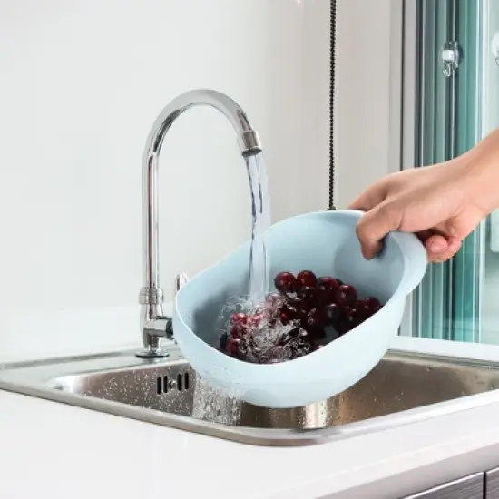 Unique Bargains Home Kitchen Rice Washing Filter Strainer Basket Colander 2 Pcs image {2}