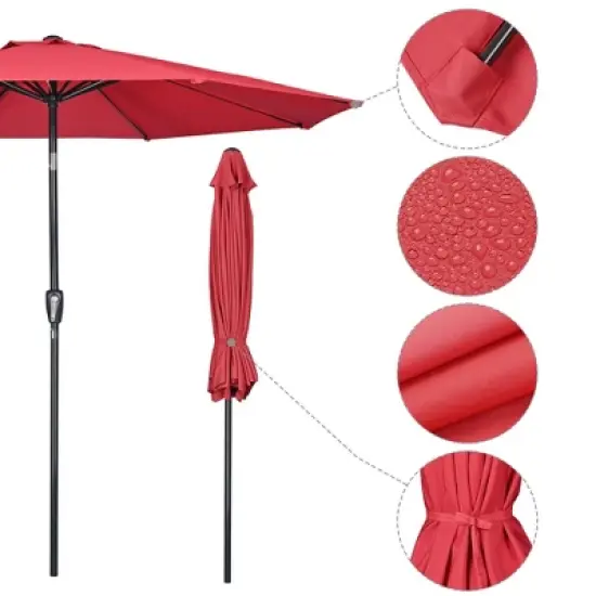 Yescom 9Ft UV50+ Aluminum Outdoor Table Patio Umbrella with Crank Tilt Sunshade Red image {6}