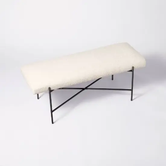 Clarkston Metal Base Upholstered Bench Cream Boucle - Threshold&trade; designed with Studio McGee image {3}