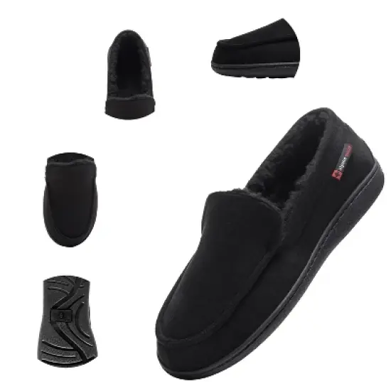 Alpine Swiss Oslo Mens Moccasin Slippers Warm Shearling Comfortable House Shoes image {1}