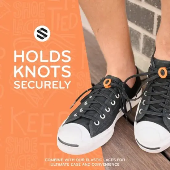 The Original Stretchlace Shoelace Knot Clips &ndash; Orange Shoe Lace Bow Holder Accessory (3 Pair) image {5}
