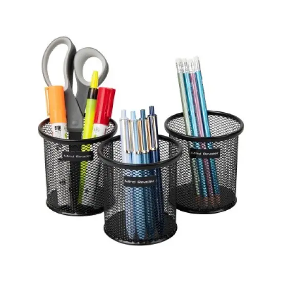 Mind Reader Mesh Paper Clip Holder Paperclip Holders Dispenser for Desk, Desk Accessories Organizer, Office Organization, Black image {4}