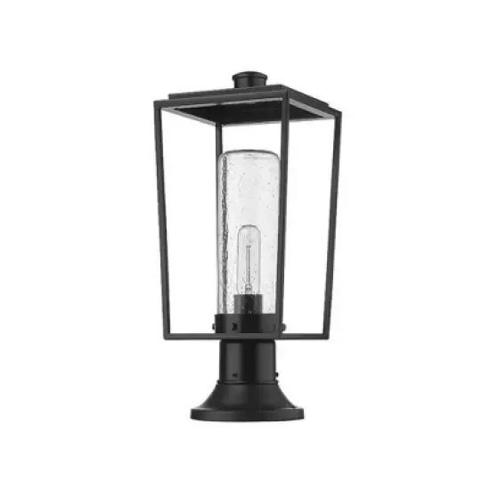 Sheridan Outdoor Pier Mounted Fixture - Black Steel, 1-Light, Dimmable, Wet Rated, 100W image {2}