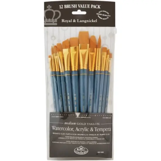 Royal & Langnickel(R) Gold Taklon Flat Value Pack Brush Set-12/Pkg image {6}