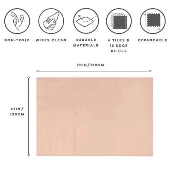 3 Sprouts Baby & Kids Foam Play Mat - Hazelnut image {4}