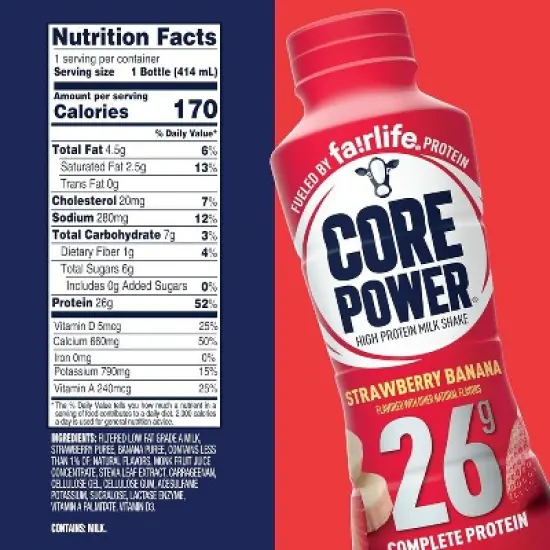 Core Power Protein Shake, Variety 12 Pack (6 Chocolate, 6 Strawberry Banana) 26g Bottle, 14oz image {1}