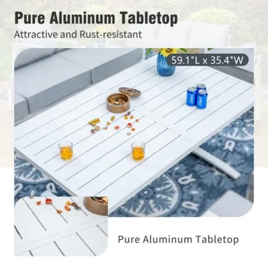 Captiva Designs 6pc Designs Aluminum Outdoor Patio Conversation Set with Coffee Table image {6}