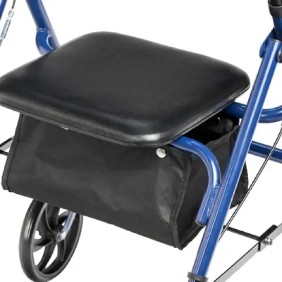 Drive Medical 4-Wheel Rollator - Fold-Up Removable Back, Adjustable Seat Height - Blue image {7}