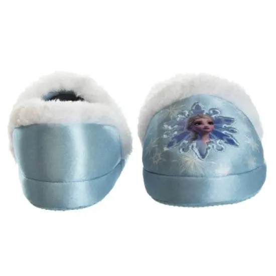 Disney Frozen Girl Slippers - Elsa and Anna Plush Lightweight Warm Comfort Soft Aline House Shoes - Blue White  (Toddler-Little Kid) image {5}