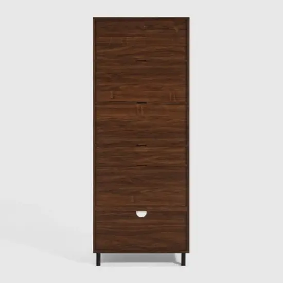 72.5" Mid-Century Modern 1 Drawer Angled Bookshelf - Saracina Home image {2}