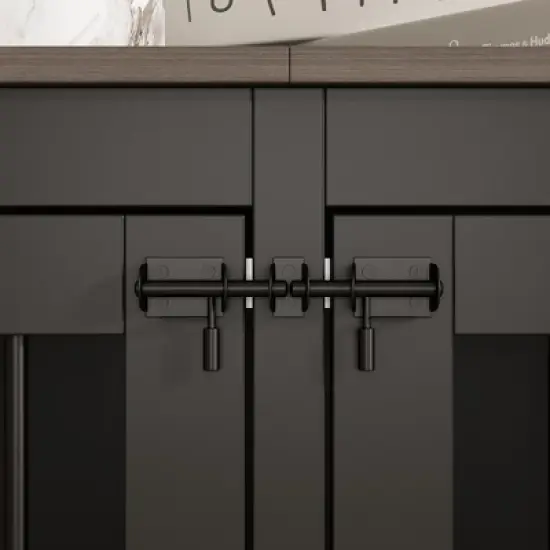 FUFU&GAGA 86.6" Dog Crate Furniture Wooden Dog Kennel with Room Divider and 2 Drawers image {4}