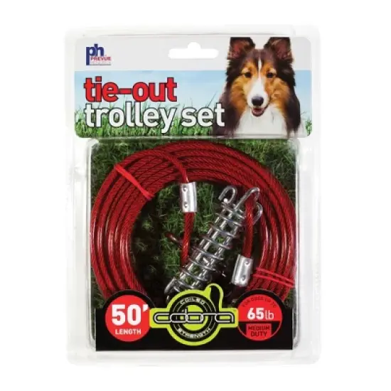 Prevue Pet Products PP-2124 50 ft. Tie-Out Cable Trolley Set, Red image {1}