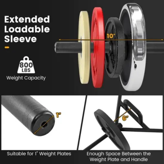Costway Heavy Duty Olympic Hex Trap Bar w/ Flat or Raised Knurled Handles for Squats Black/Silver image {8}