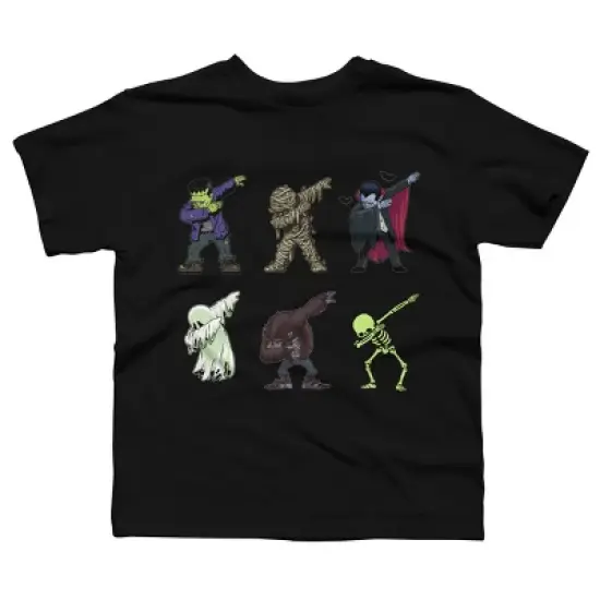 Boy's Design By Humans Dabbing Halloween Creatures Skeleton Zombie Dab By vomaria T-Shirt image {6}