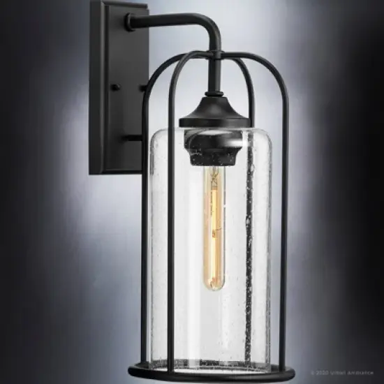 Urban Ambiance Luxury Farmhouse Outdoor Wall Sconce 19.375''H x 8.5''W,  Midnight Black Finish,  Henderson Collection, UHP1302 image {3}