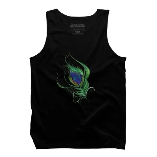 Men's Design By Humans Artistic Peacock Feather Lord Krishna By equanimousone Tank Top image {2}
