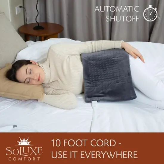 Soluxe Comfort XL, King Size Heating Pad with 4 Heat Settings, Auto Shut-Off, Digital Controller, Machine Washable, Velvet Microplush, 10-Foot Cord image {4}