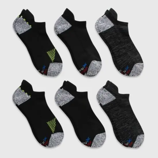 Hanes Premium Men's Performance Filament Heel Shield Low Cut Socks 6pk - 6-12 image {1}