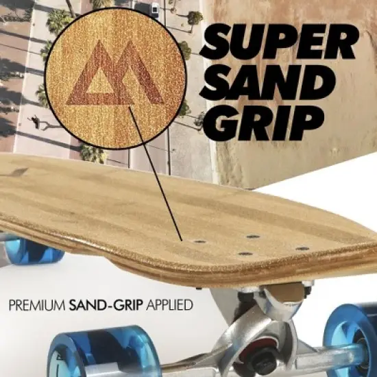 Magneto 44-inch Kicktail Cruiser Longboard Skateboard - Bamboo & Hard Maple Deck - Commuting, Cruising, Carving (Blue) image {2}