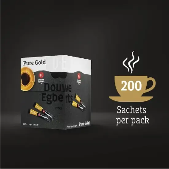 Douwe Egberts Pure Gold Instant Coffee Singles 200ct image {1}