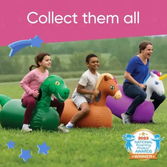 HearthSong Set of 2 Inflatable Unicorn Ride On Bouncer Hop Toy for Kids' Active Play image {6}