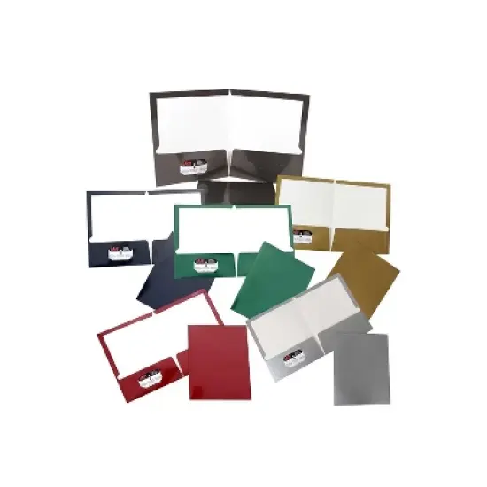 JAM Paper Glossy Two-Pocket Presentation Folders Assorted Colors 385GSASSRT image {1}
