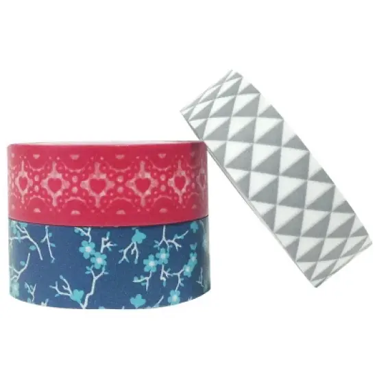 Wrapables Red White and Blue Japanese Washi Masking Tape (Set of 3) image {2}