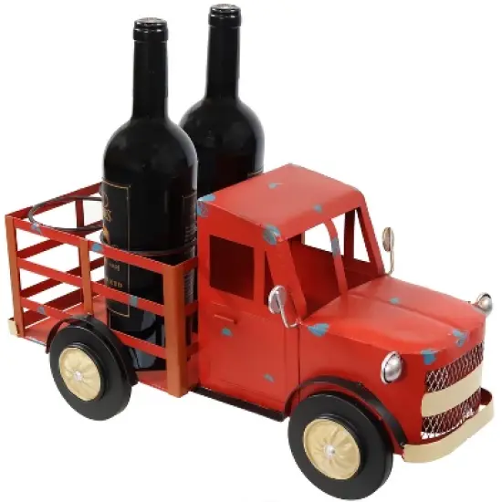 Sunnydaze Rustic Truck Metal Wine Rack - Red image {4}