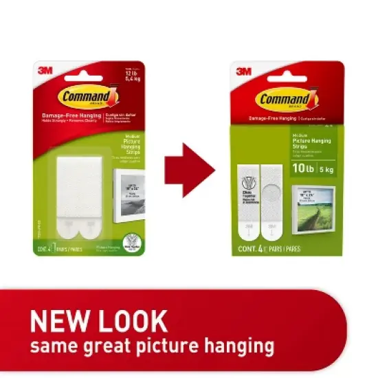 Command Medium Picture Hanging Strips White: Adhesive Wall Mounting for Art & Stationery image {3}