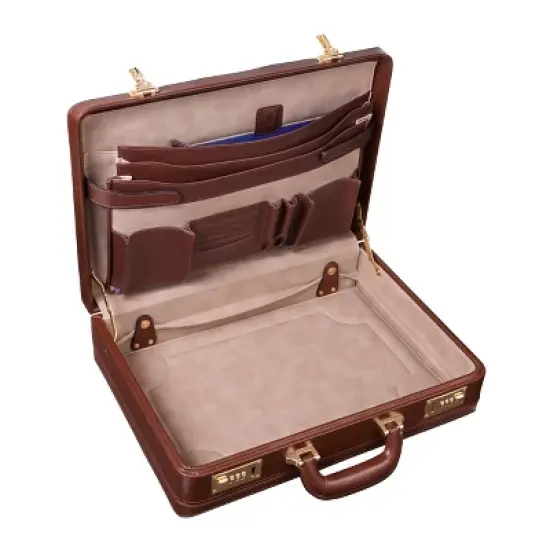 McKlein Coughlin Leather 4.  Expandable Attache Briefcase - Brown image {3}