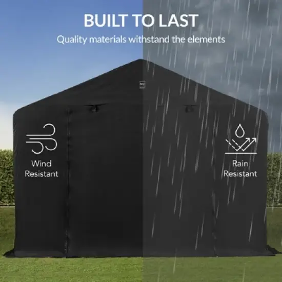 Best Choice Products 10x8ft Outdoor Fabric Storage Shed, Steel Frame, Dual Zipper Doors, Window image {6}