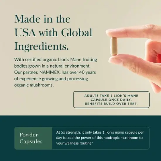 Gaia Herbs Lion&rsquo;s Mane Mushroom - Brain and Nerve Support Supplement to Help Maintain Neurological Health - 40 Vegan Liquid Phyto-Capsules image {3}