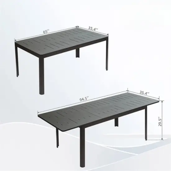 GlasFlength Patio End Tables, Expandable Metal Aluminum, Dimensions, 94.5"*35.4"*29.5" image {1}