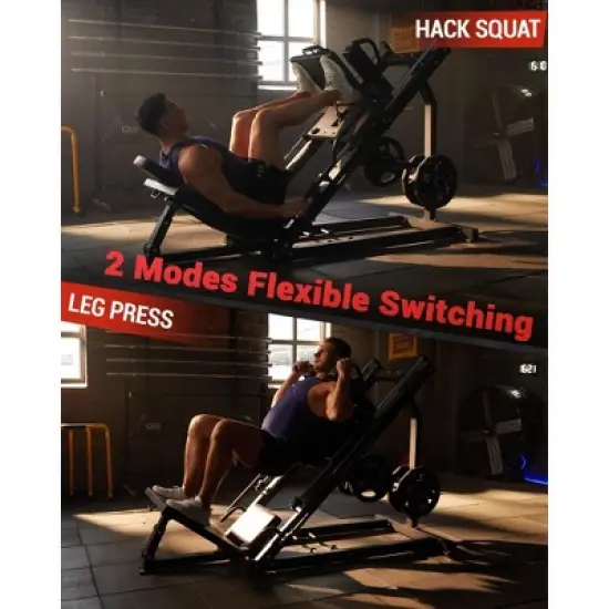 Leg Press Hack Squat Machine 2 in 1 Combo Workout Machine for Home Gym with Linear Bearing & Solid Steel Pipe, Lower Body Strength Training Equipment image {2}