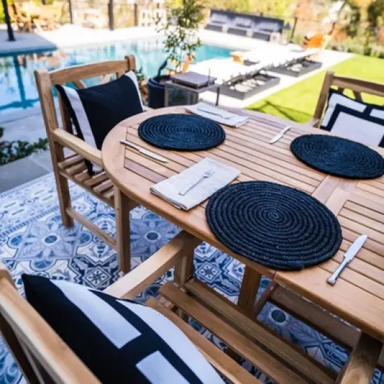 Nordic Teak Natural Outdoor Patio Dining Chair with Arm Rests - Beige image {2}