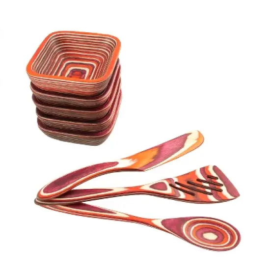 Island Bamboo Red Pakkawood Square Pinch Bowl image {3}