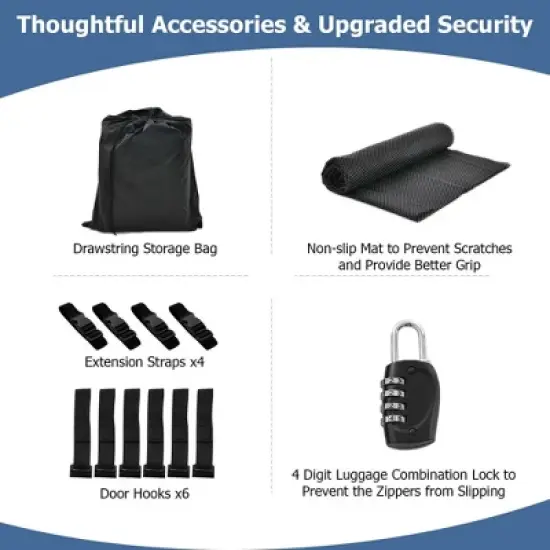 Costway 15 Cu.Ft Car Roof Bag 100% Waterproof Roof Top Luggage Bag for All Vehicles Black/Yellow image {8}