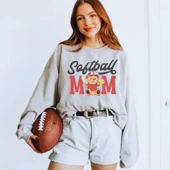 Simply Sage Market Softball Mom Teddy Bear Sweatshirt image {6}