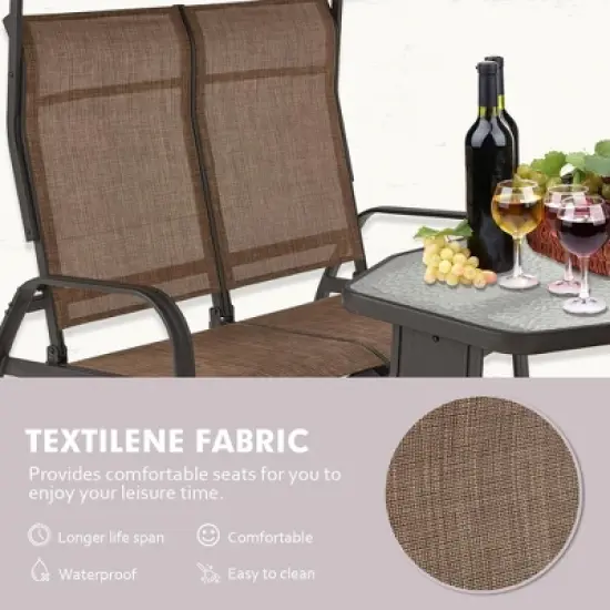 Erommy 4-Seat Patio Swing Chair Outdoor Glider Benches, Aluminum Frame, Canopy with Netting, Porch Glider Chair image {8}