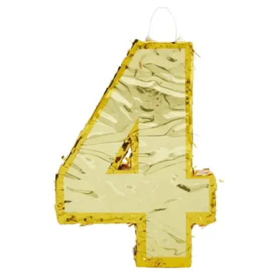 Blue Panda Gold Foil Number 4 Pinata for 4th Birthday Party Decorations, Anniversary Celebrations (15.5 x 11 x 3 In) image {5}