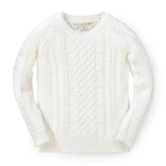 Hope & Henry Girls' Organic Cotton Chunky Cable Knit Pullover Sweater, Infant image {6}