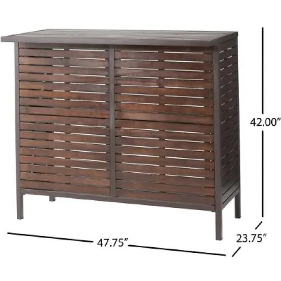 GDFStudio Darnel Outdoor Acacia Wood 3 Piece Bar Set, Dark Brown image {2}