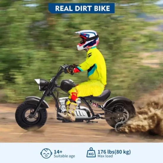 Kids Electric Off-Road Dirt Bike,36V Motorcycle with Top Speed of 16.5 Mph, Spring Suspension, Led Lights, Music Player, for Teens image {2}