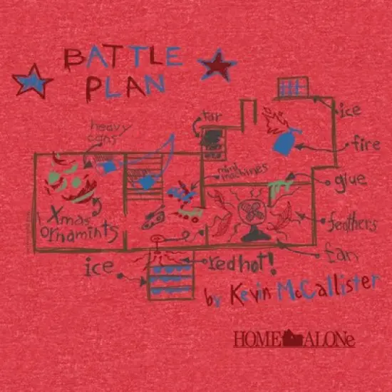 Men's Home Alone Battle Plan Short Sleeve Graphic T-Shirt - Heathered Red image {2}